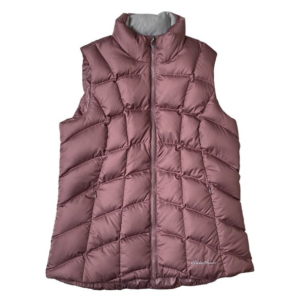 Eddie Bauer Down Quilted Vest Purple Puffer Gorpcore Outdoor Zip Pocket Hiking-M